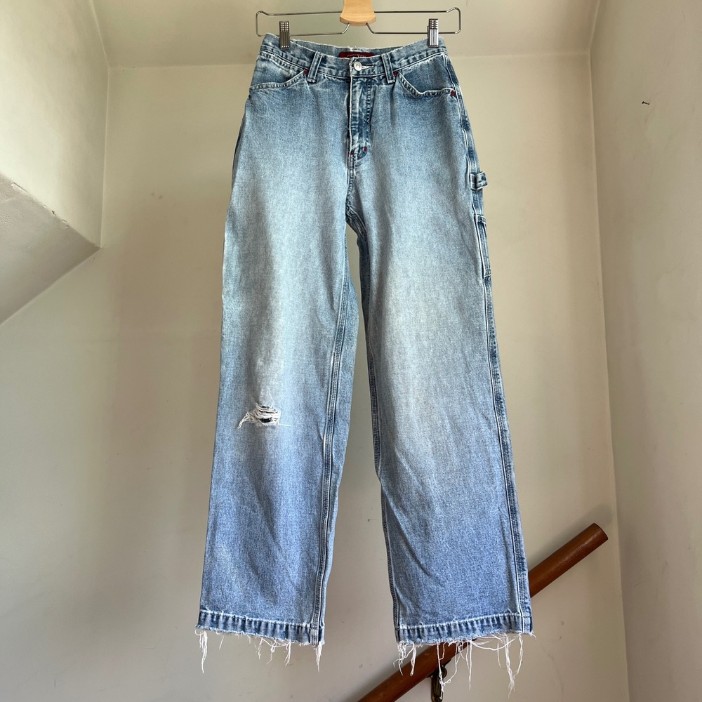 Vintage Limited Jeans Size 26 Light Distressed Wide Leg Faded 90s Denim Skater - Picture 2 of 8